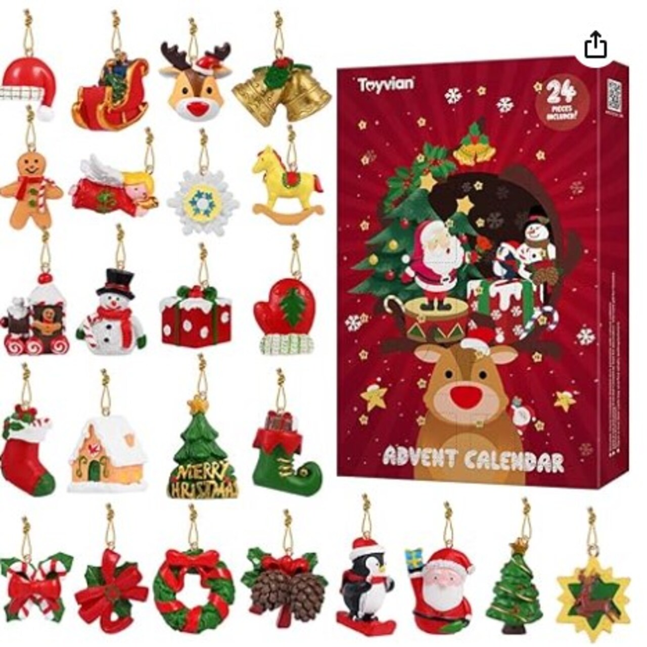 Advent Calendar for Christmas 2023 with Tree Ornaments Christmas Advent Calendar 2022 with Christmas Tree Ornaments, 24 Days Vintage Christmas Countdown Calendar
